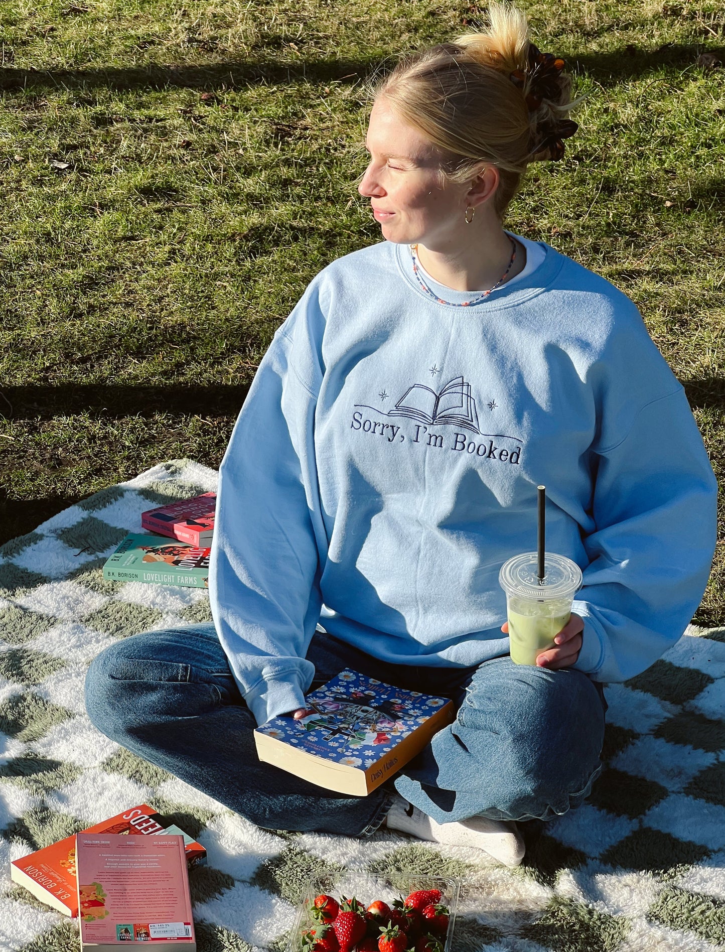 Sorry, I'm Booked — Embroidered Sweatshirt