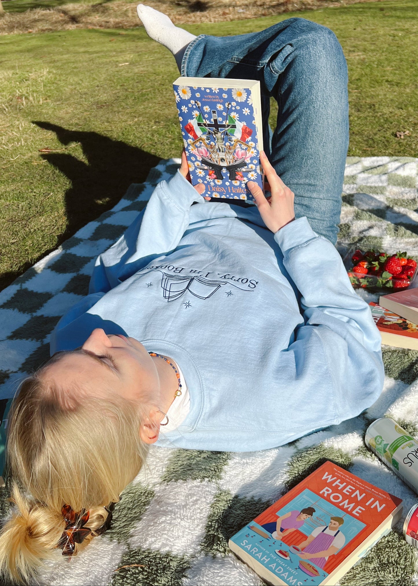 Sorry, I'm Booked — Embroidered Sweatshirt