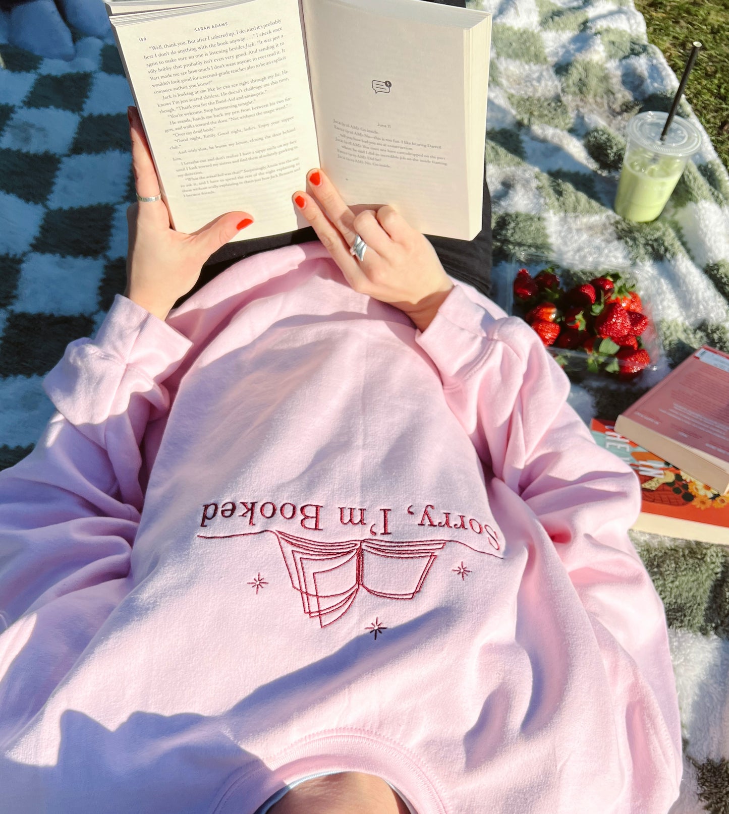 Sorry, I'm Booked — Embroidered Sweatshirt